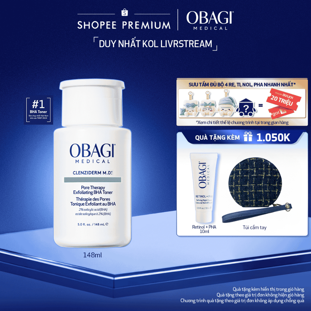 Toner BHA giảm mụn Obagi Medical Clenziderm M.D. Pore Therapy Exfoliating BHA 148ml