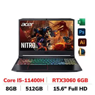 Laptop Gaming Acer Nitro 5 AN515-57, Core i5-11400H, Ram 16GB, SSD 512GB, màn hình 15.6inch Full HD 144Hz, VGA RTX 3060