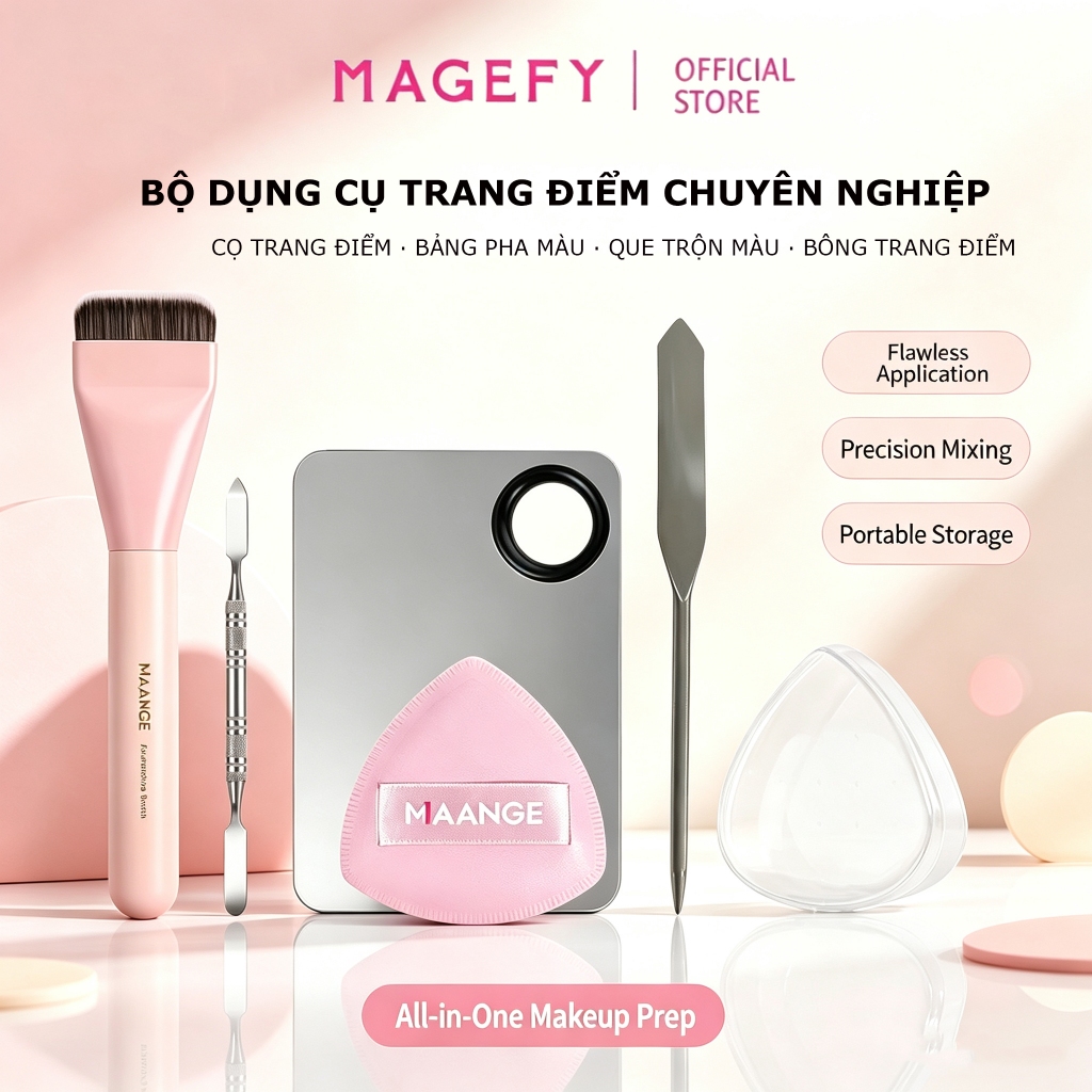 MAGEFY Cụ Trộn Tán Kem Nền Que Bằng Thép Không Gỉ Chính Hãng Bẳng Trộn Thép không gỉ Cho Lớp Nền Mỏng Mịn 1614+51580