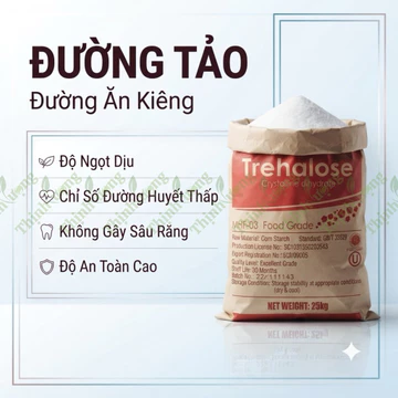 5kg Đường Tảo Trehalose Đường Ăn Kiêng Ít Ngọt Dịu Nhẹ Độ Ngọt Bằng Một Nửa (khoảng 45%) Đường Mía Sucrose
