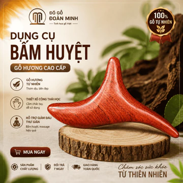 Dụng cụ bấm huyệt chim én 3 cạnh bấm huyệt thư giãn, Cây massage gỗ hương huyệt đạo toàn thân cổ vai gáy