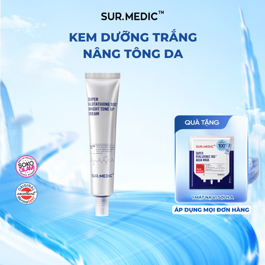 Kem Dưỡng Trắng Nâng Tông Da Tự Nhiên SUR.MEDIC+ Super Glutathione 100 Bright Tone Up Cream 40ml