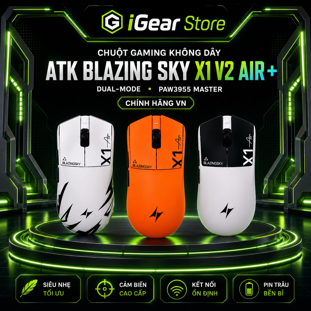 Chuột Gaming Không Dây ATK X1 Air – PAW3955Master | Nordic 54L15