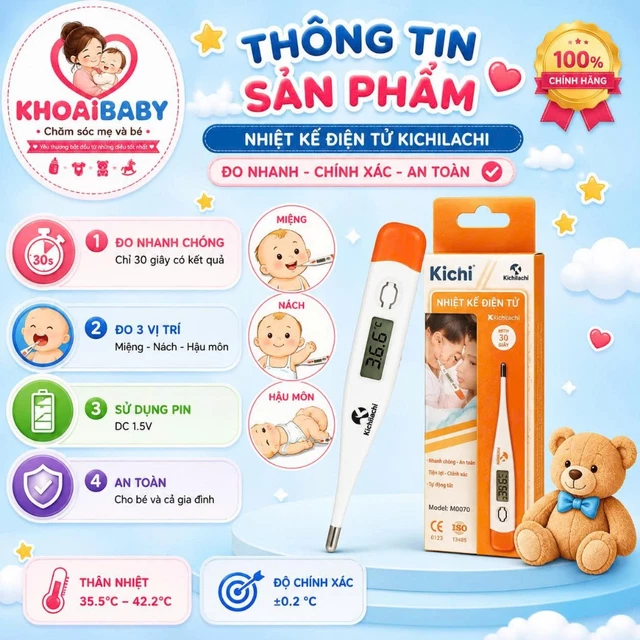 Nhiệt Kế Kẹp Nách Kichilachi Cho Bé, Nhiệt Kế Điện Tử Đo Thân Nhiệt - KHOAIBABY