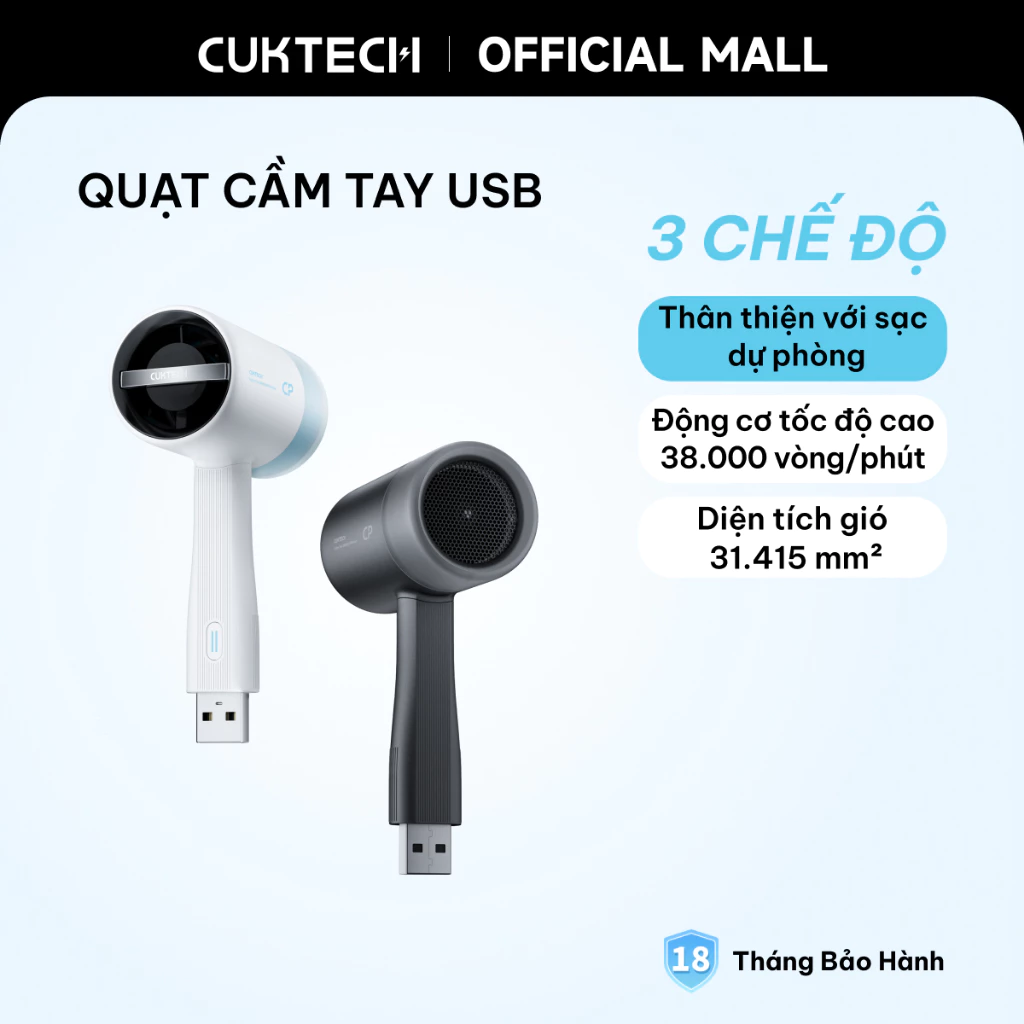 Quạt cầm tay mini CUKTECH USB 3 cấp độ gió