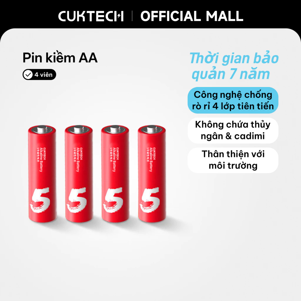 Pin kiềm AA Cuktech màu sắc