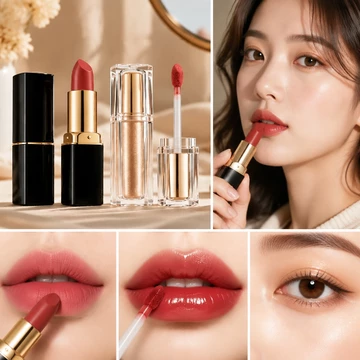 Bộ Son 2 Cây Son Lì Và Son Bóng Lip Glow Dưỡng Ẩm Cho Môi Căng Mọng Mềm Mịn Lên Màu Đẹp Tự Nhiên