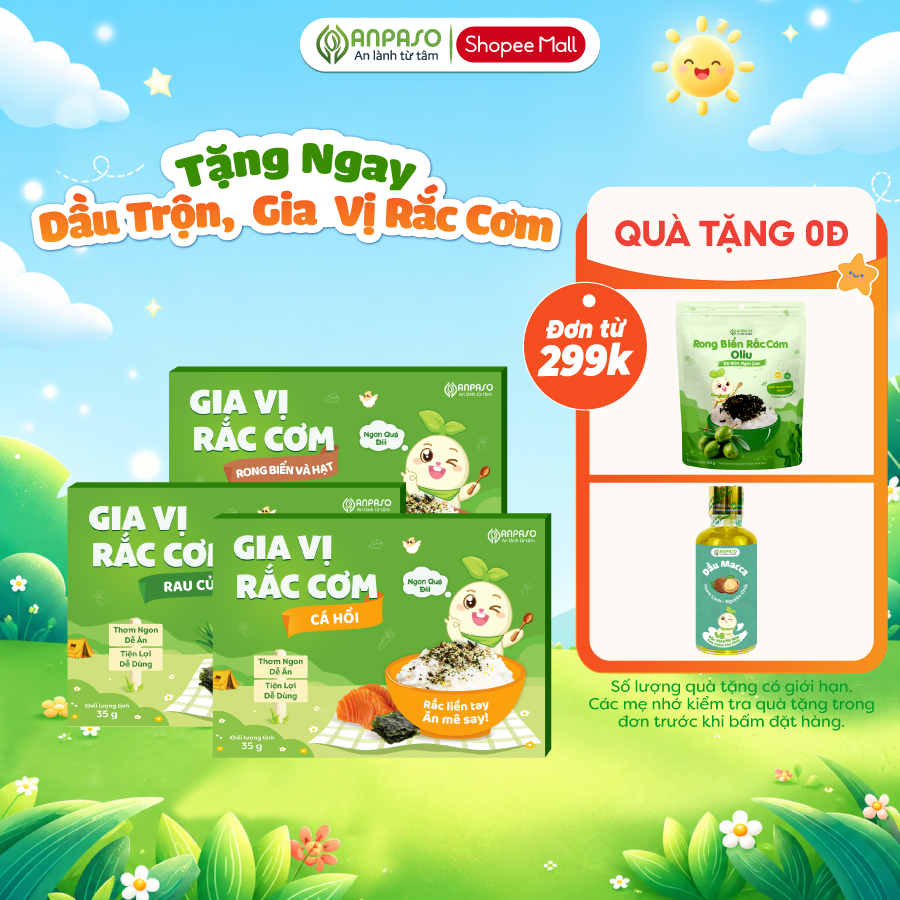 Gia Vị Rắc Cơm Cho Bé Anpaso - Rong Biển Trộn Cơm Vị Cá Hồi, Rong Biển, Rau Củ