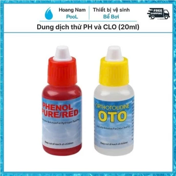 Dung dịch test PH & CLO nước hồ bơi (HỘP 20ML), thử nước bể bơi, bộ dụng cụ test nước hồ bơi, hộp test pH và Clo hồ bơi
