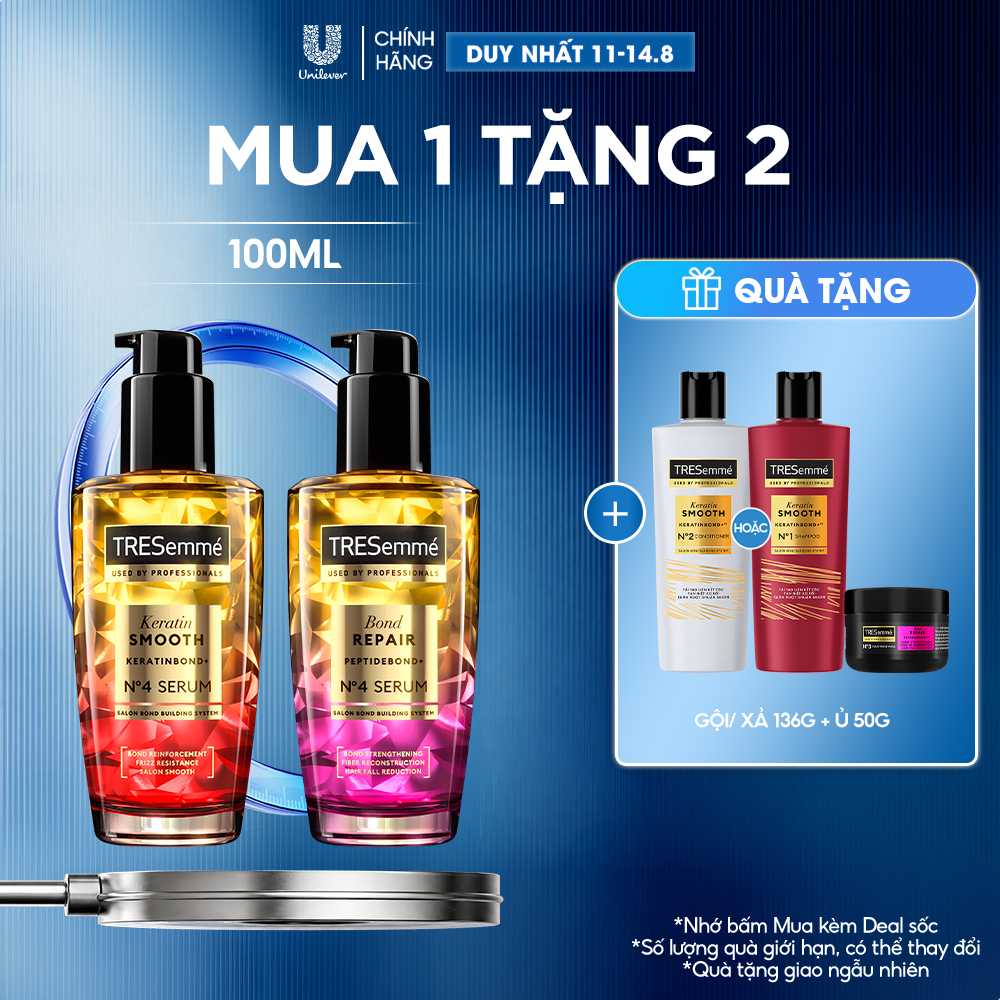 Serum TRESemmé Keratin Smooth / Bond Repair Cho Tóc Vào Nếp, Giảm Gãy Rụng 100ml