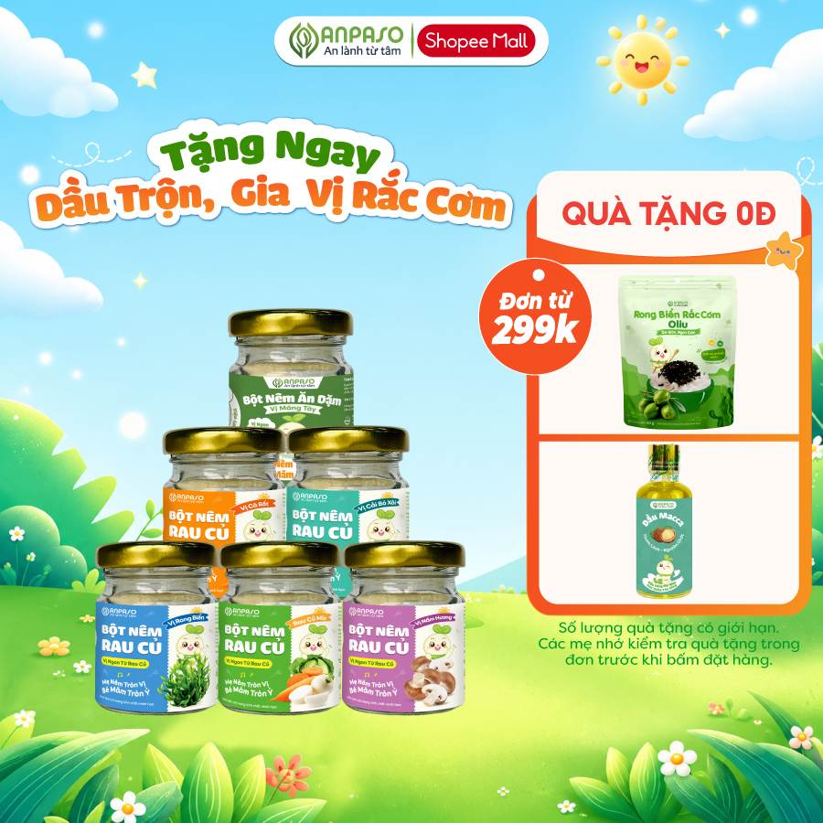 Hạt Nêm Bột Nêm Rau củ cho bé Anpaso - Gia Vị Cho bé không bổ sung muối và đường tinh luyện.