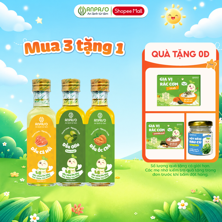 Combo 3 Dầu Ăn Dặm Cho Bé Anpaso 100ml