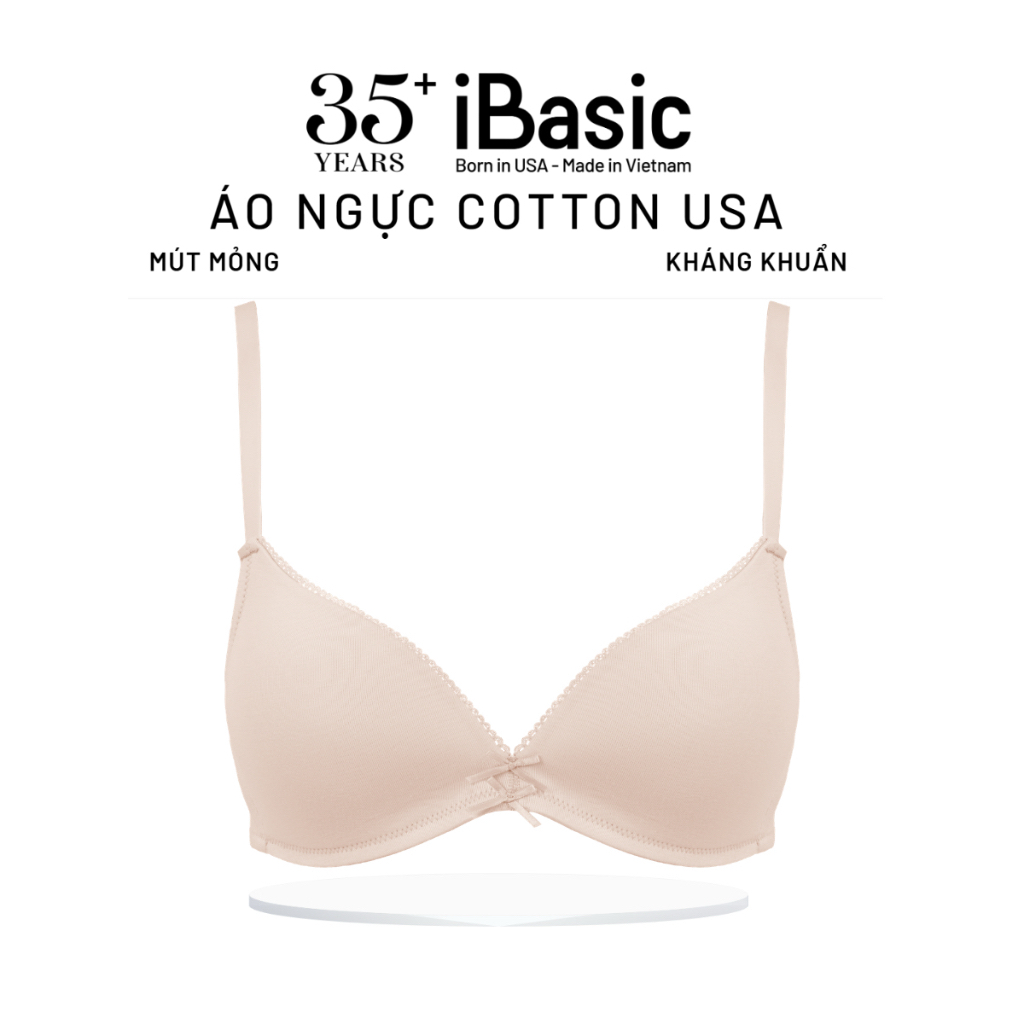 Áo ngực mặc áo dài nữ sinh iBasic không gọng mút mỏng cotton USA kháng khuẩn BRAY058