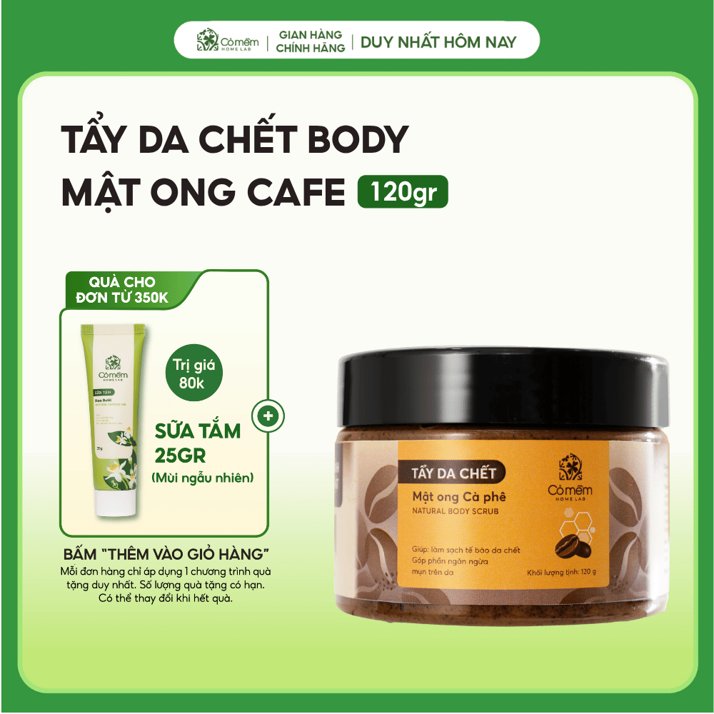 Hũ Tẩy Da Chết Body Mật Ong Cà Phê Làm Sạch Da Cho Da Mịn Màng Sáng Sạch Cỏ Mềm 120g