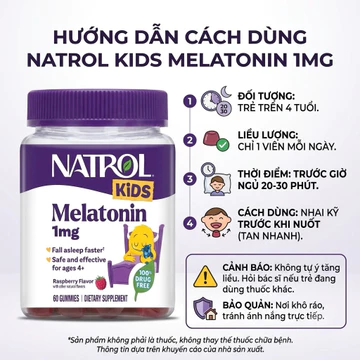 Kẹo dẻo hương vị dâu hỗ trợ mất ngủ giúp ngủ ngon hơn Natrol Melatonin