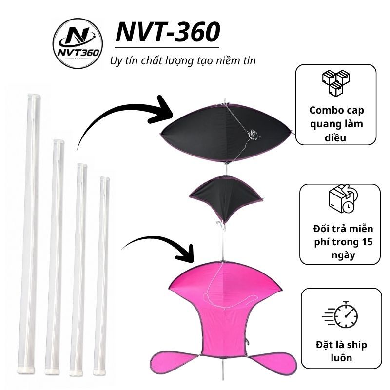 Combo Cáp Quan [ không kèm vải hoặc áo] làm diều sáo Song Vân, Chính Mỹ, Mẹ Bồng Con, Đuôi Cá 1m7 | 1m5 | 1m | 80cm