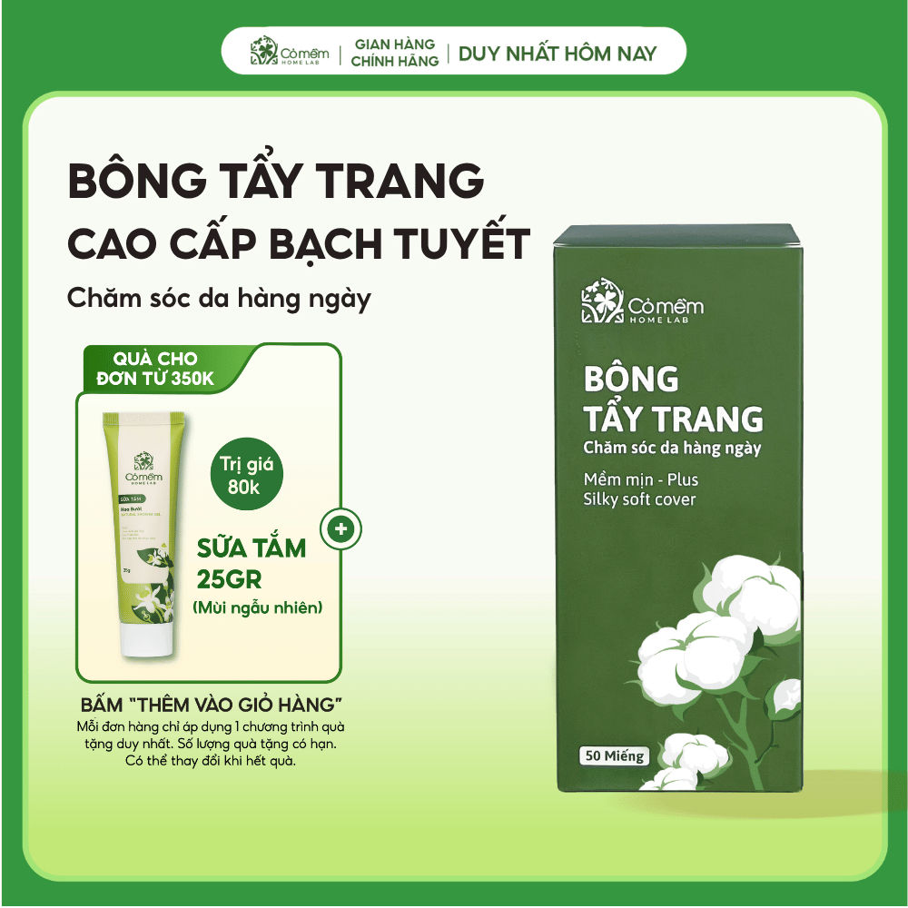 [Ngẫu Nhiên] Bông tẩy trang làm sạch da hộp 30g sạch sâu mềm mịn Cỏ Mềm