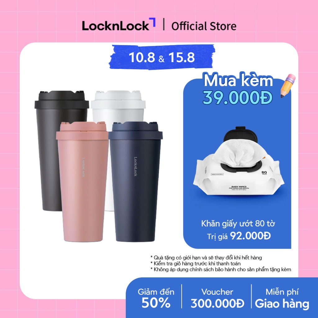 Bình giữ nhiệt Lock&Lock Energetic one-touch thép không gỉ 316L 550ml và 400ml - LHC3249 (4 màu)