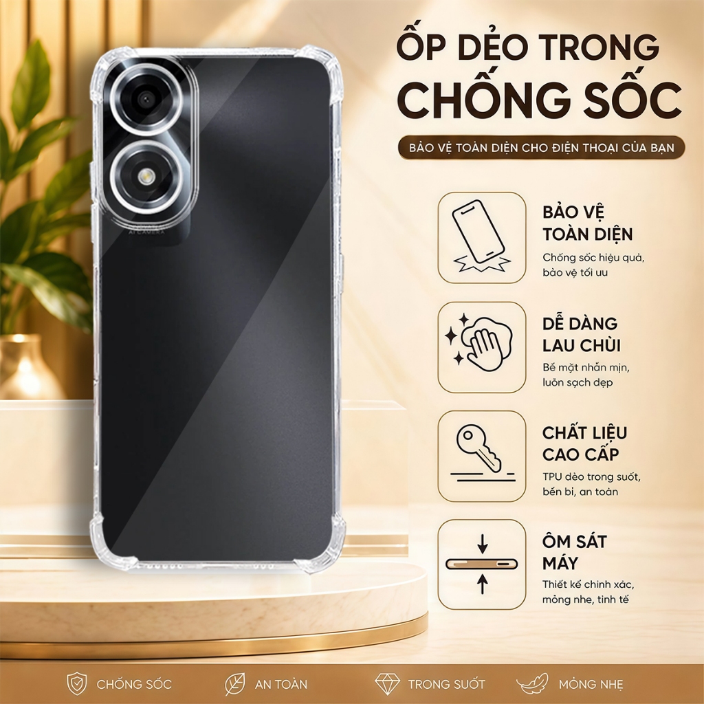 Ốp lưng Oppo A2X 5G , A2M 5G , A2 5G chống sốc trong suốt silicon dày xịn-HD STORE