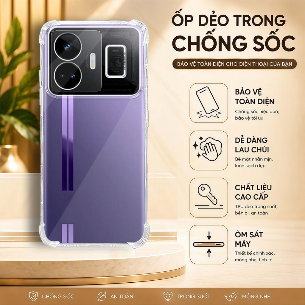 Ốp lưng Realme GT Neo 5 , 5 Se chống sốc trong suốt silicon dày xịn-HD STORE