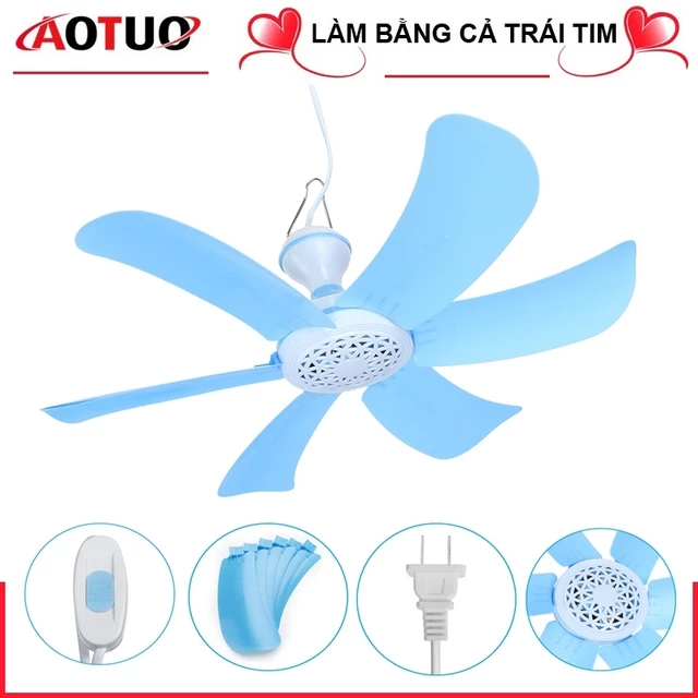 Quạt mini 6 cánh treo trần (quạt ký túc xá sinh viên, quạt kẹp giường ngủ), quạt ruồi muỗi ở chợ