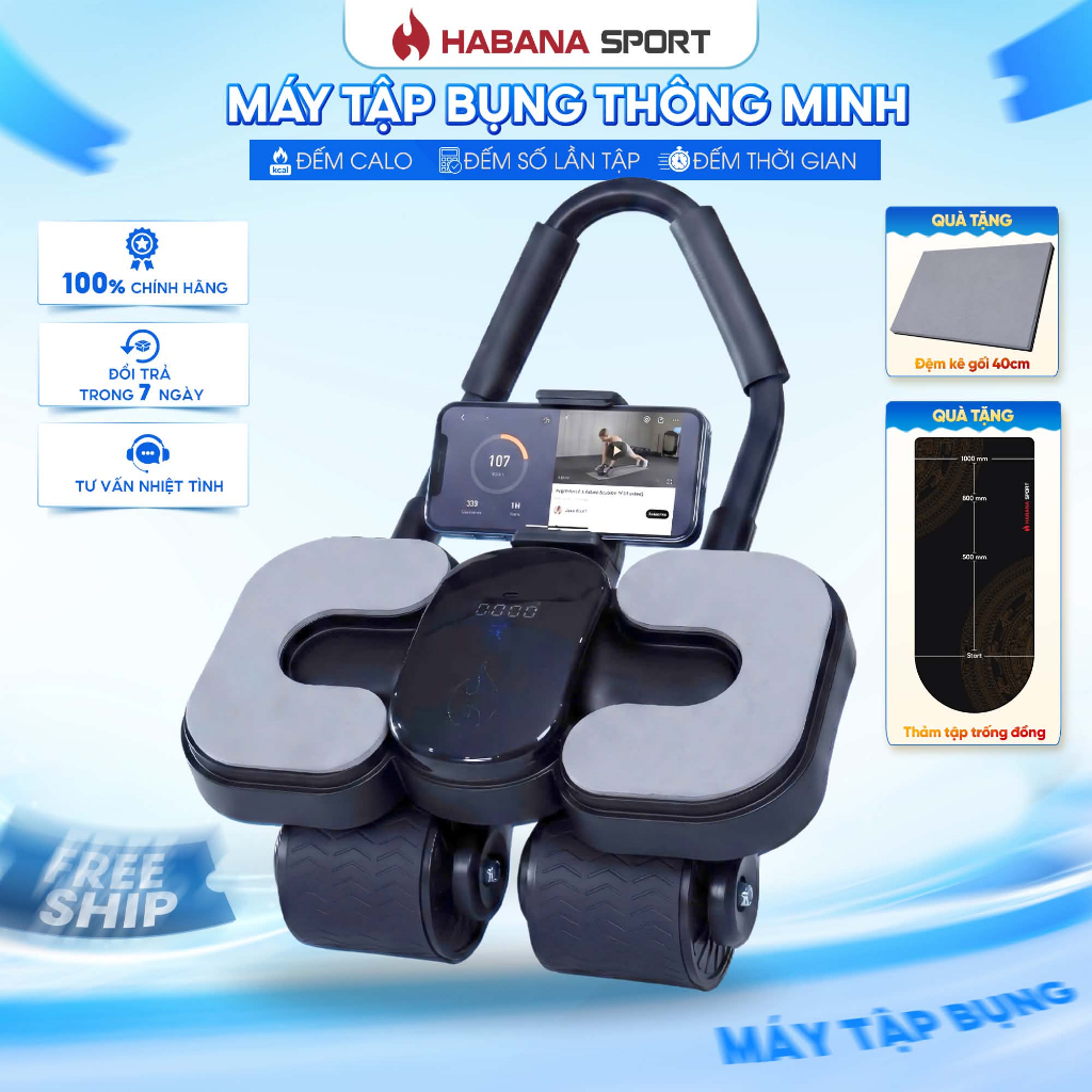 [CHÍNH HÃNG HABANA SPORT] 🔥Máy Tập Bụng 4 Bánh Trợ Lực 2026 | Bán Chạy 15k+