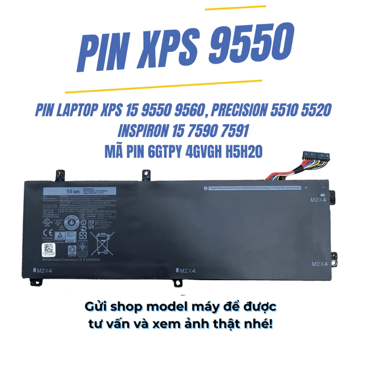 Pin laptop Dell Precision 5510 5520 5530 5540 Pin Laptop Dell XPS 9550 9560 9570 7590 56Wh RRCGW 84Wh 4GVGH 97Wh 6GTPY