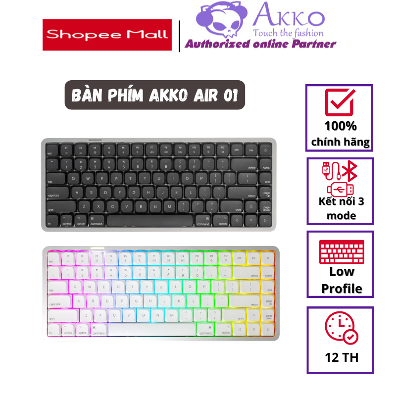 Bàn phím cơ AKKO Bàn phím cơ Akko Air 01 Air 01 Ink Black / Cloudy White (Layout MAC) | BigBuy360 - bigbuy360.vn