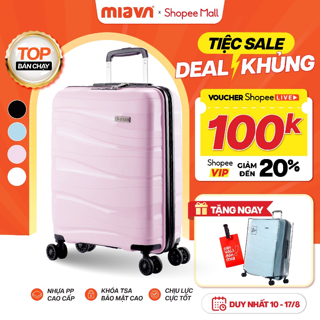 [⚡HOA HẬU] Vali Kéo MIAvn Pisani LANI - Size 20/24/28, Nhựa PP Dẻo Siêu Bền, Hạn Chế Bể Vỡ, Khoá TSA, Bảo Hành Trọn Đời