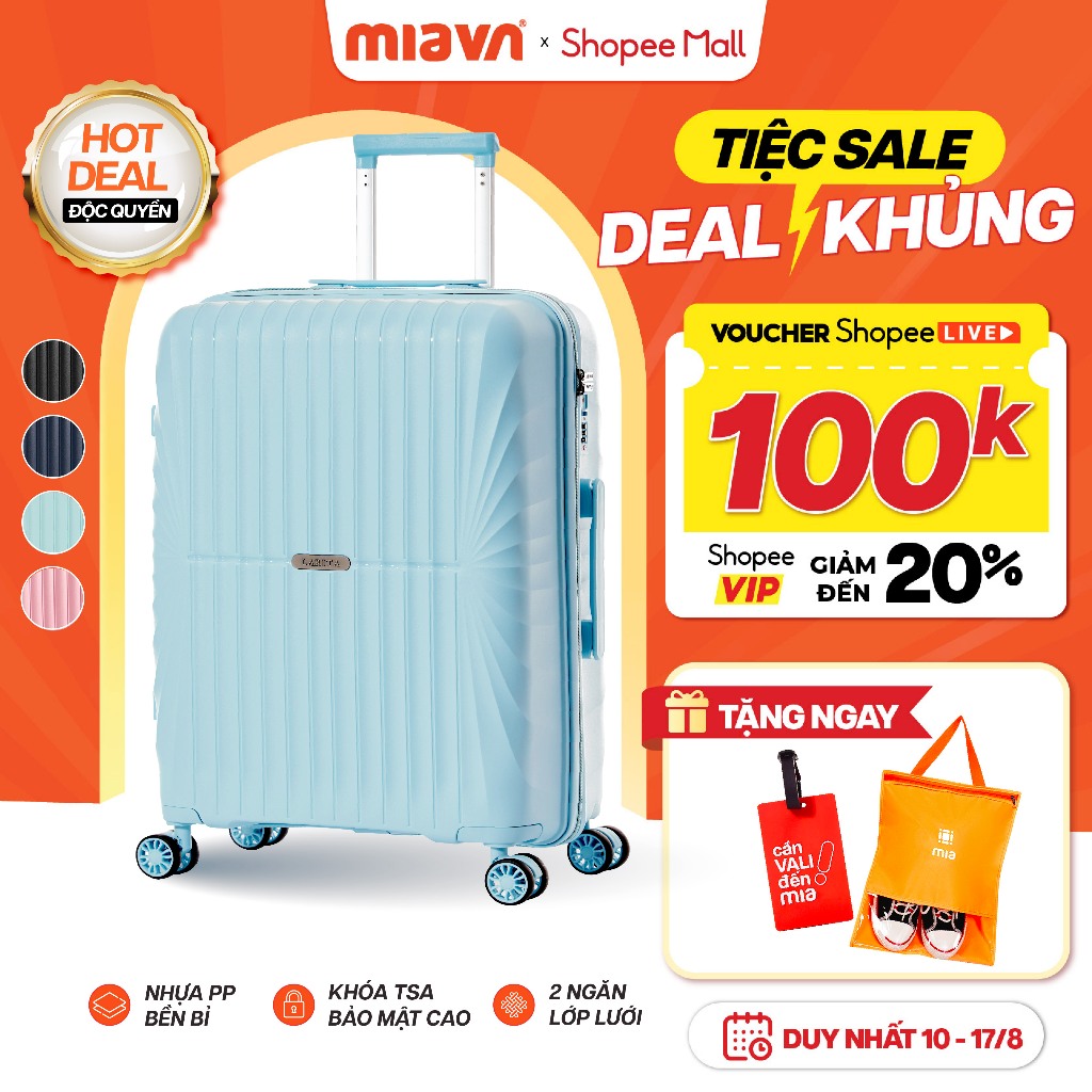 [💥ĐỘC QUYỀN] Vali Kéo MIAvn Larita JUDEN - Size 20/24/28, Nhựa PP Siêu Bền, Hạn Chế Va Đập, Khoá TSA, Bảo Hành Trọn Đời