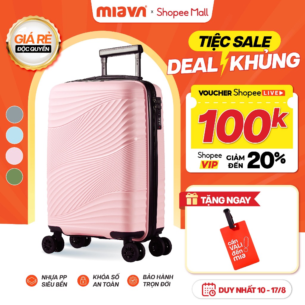 [🔥DEAL SỐC] Vali Kéo MIAvn Larita ZENI - Size 19/24 Inch, Nhựa PP Bền Bỉ, Hạn Chế Bể Vỡ, Khoá Số, Bảo Hành Trọn Đời
