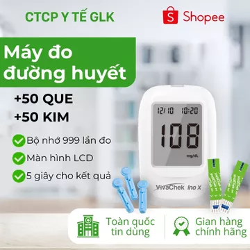 [COMBO] Máy Đo Đường Huyết + 50 Que Đo + 50 Kim Lấy Mẫu Cao Cấp Thương Hiệu VivaChek - Đường huyết