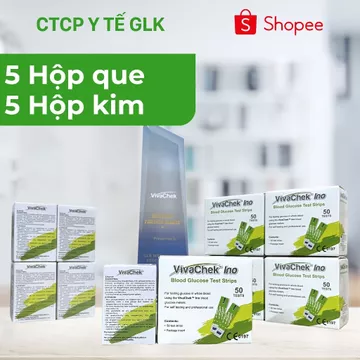 COMBO 5 hộp Que thử đường huyết + 5 hộp kim chính hãng thương hiệu VivaChek - Que đo đường huyết