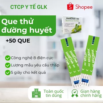 Que Thử Đường Huyết Chính Hãng Cao Cấp Thương Hiệu VivaChek - Hộp 50 Que - Đường Huyết - Tiểu Đường