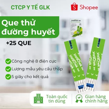 Que Thử Đường Huyết Chính Hãng Thương Hiệu VivaChek - Lọ 25 Que - Đường Huyết - Tiểu Đường (Que Lọ)