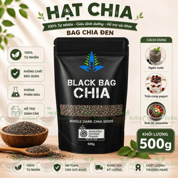 Hạt chia Úc Black Bag Chia Whole Dark Chia Seeds 500g