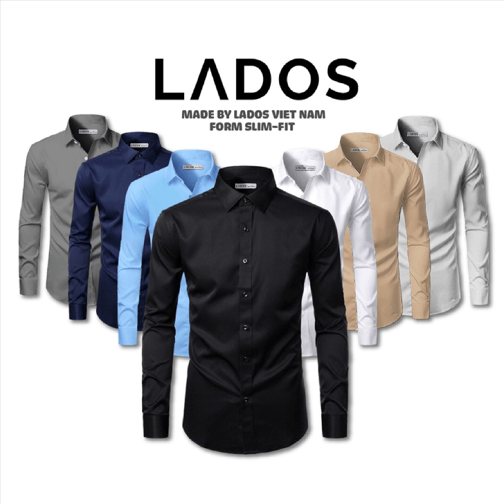 Áo sơ mi nam trơn vải kate lụa mịn LADOS – 25779 chất vải thấm hút tốt – Form chuẩn công sở