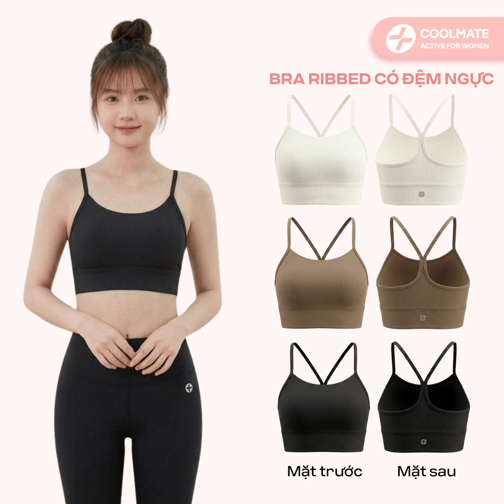 Áo Bra nữ có mút ngực dáng thể thao Ribbed co giãn, mềm mại, tôn dáng - Coolmate Active For Women