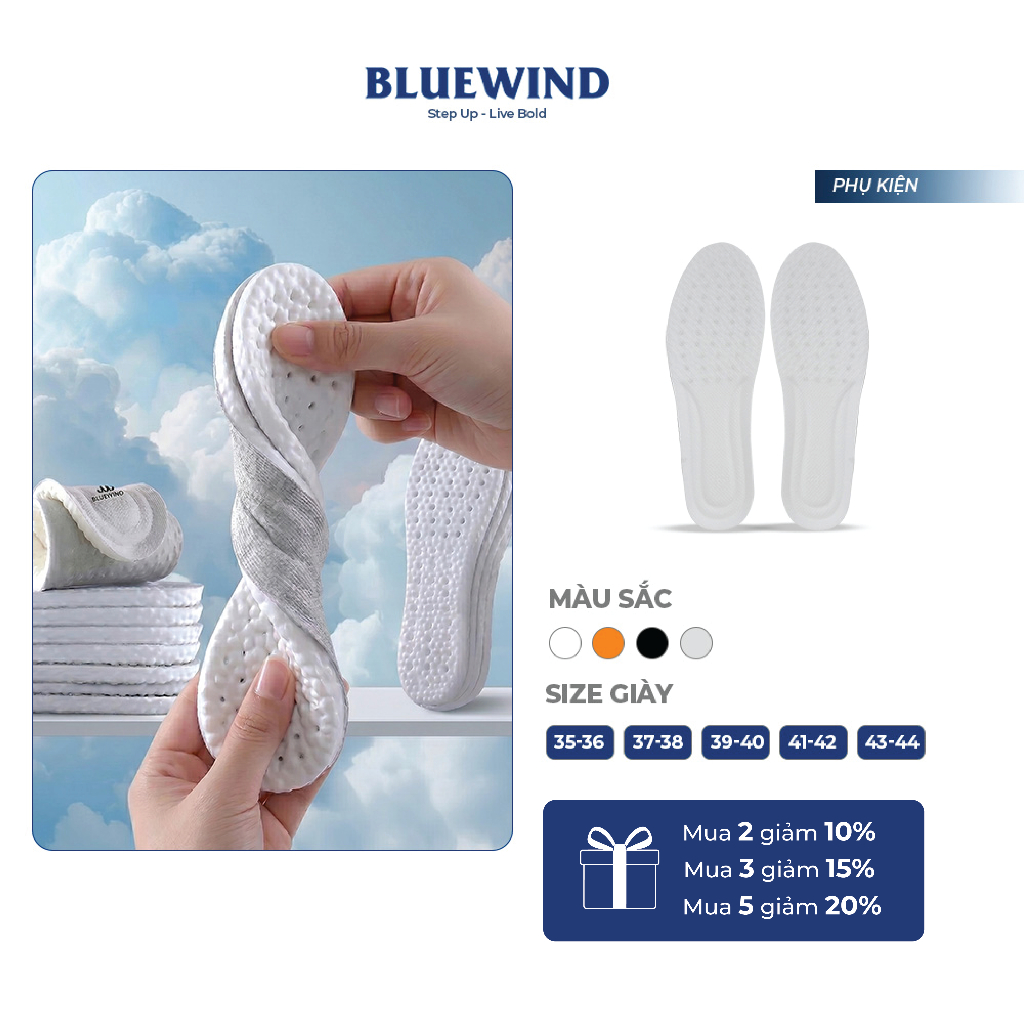 Lót Giày Đàn Hồi BLUEWIND Mềm Mại Êm Chân Thoáng Khí 9310