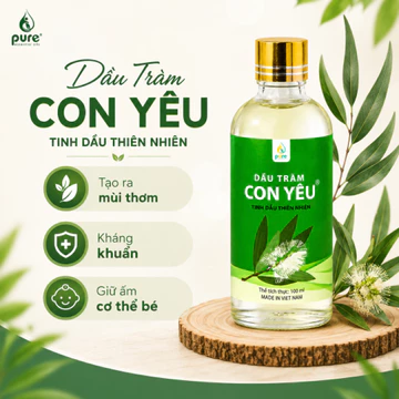 Dầu tràm Con Yêu - Dầu Tràm Nguyên Chất, Dầu Tràm Cho Bé Sơ Sinh và Gia đình, Giữ ấm cả nhà 100ml