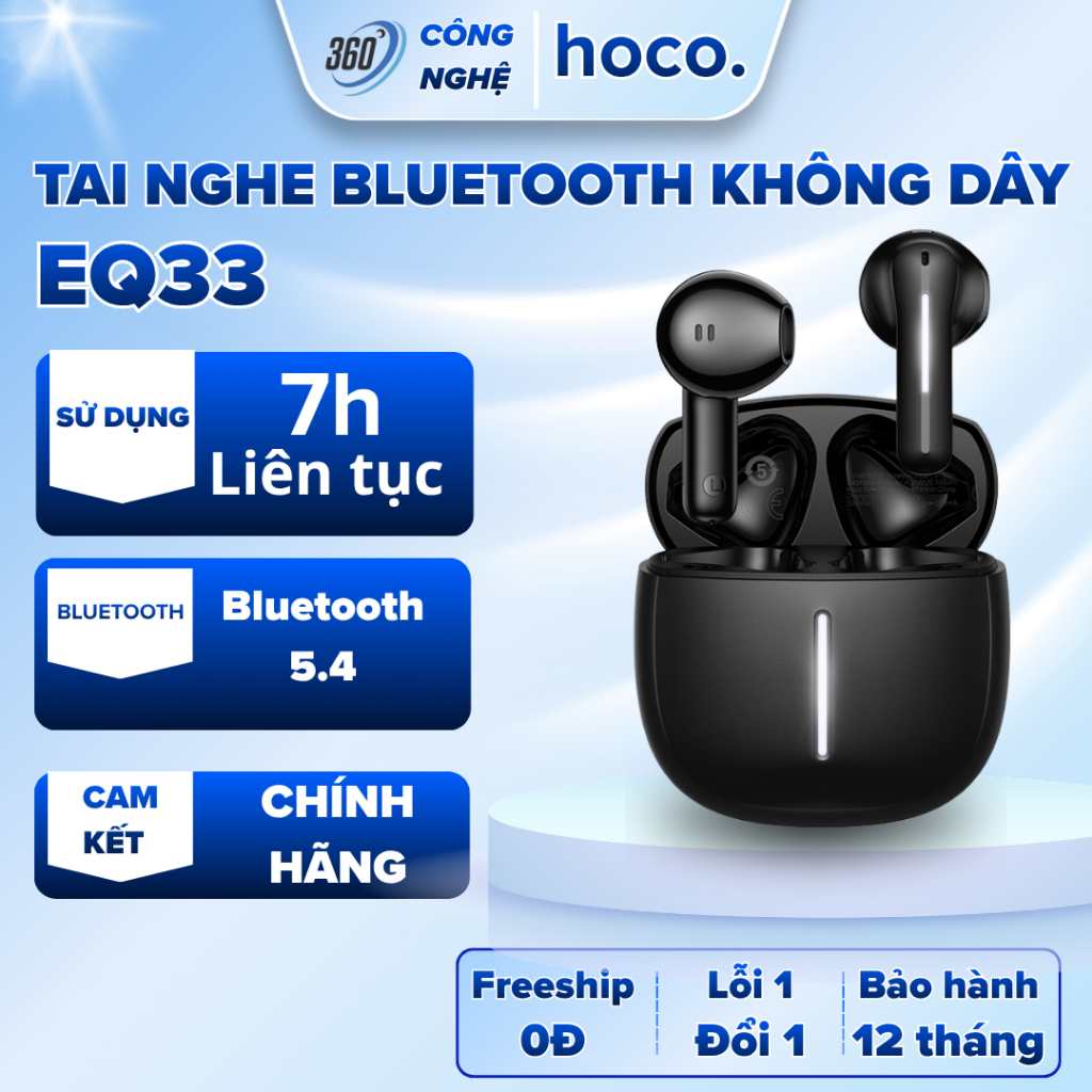 Tai Nghe Bluetooth 5.4 Hoco EQ33/EQ34 Plus – Pin 7h Liên Tục, Hỗ Trợ Ứng Dụng Tuỳ Chỉnh, Kết Nối Nhanh, Đeo Êm Tai