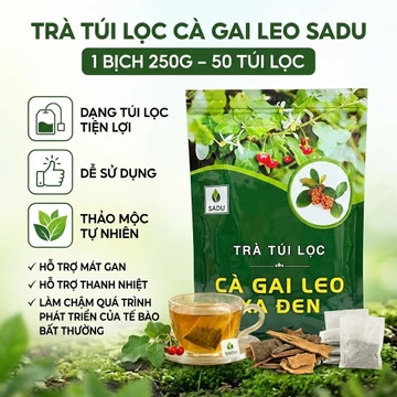 Trà Cà Gai Leo Xạ Đen SADU Túi Lọc 250g – 50 Túi Trà Thảo Mộc Cà Gai Leo Xạ Đen Nguyên Chất