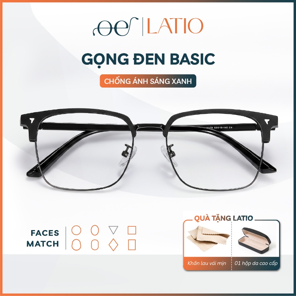 Kính mắt LATIO Gọng kính Nam phong cách tinh tế lịch lãm đơn giản Chất liệu cao cấp Nâng cấp ngoại hình – KM98