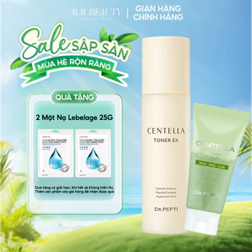 COMBO Nước hoa hồng Dr. Pepti Centella Toner EX 180ml + Gel Tẩy da chết Dr.Pepti Centella Turnover Soft 30ml