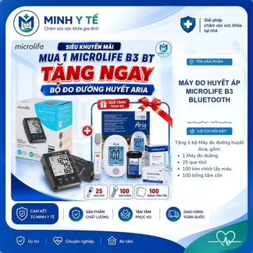 [TẶNG BỘ MÁY ĐƯỜNG]-MÁY ĐO HUYẾT ÁP ĐIỆN TỬ KẾT NỐI BLUETOOTH MICROLIFE B3 BT