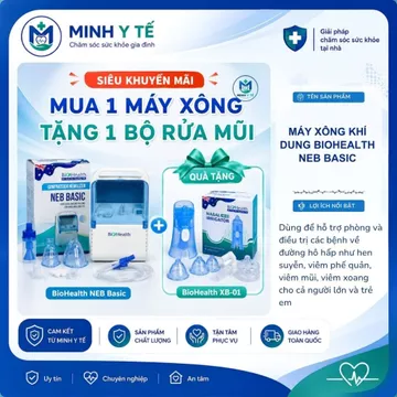 MÁY XÔNG KHÍ DUNG, MÁY XÔNG MŨI HỌNG BIOHEALTH NEB BASIC - [ TẶNG DỤNG CỤ RỬA MŨI ]