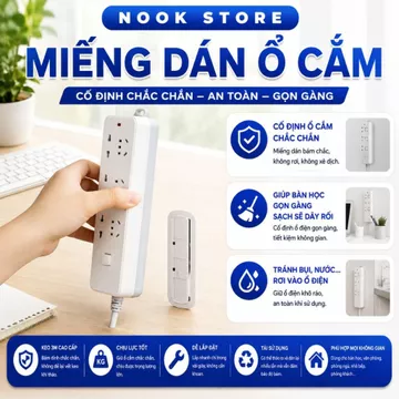 Miếng Dán Tường Treo Ổ Cắm Điện, Modem wifi /Giá đỡ ổ cắm điện gắn tường/Miếng dán treo ổ cắm NOOKSTORE