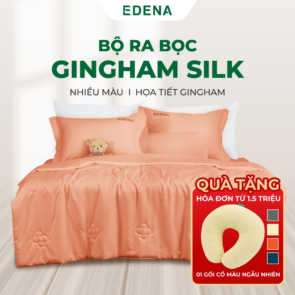 Bộ Chăn Ra 5 Món Gingham Silk hoạ tiết