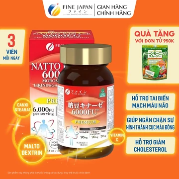 Viên Uống Hỗ Trợ Phòng Ngừa Tai Biến, Đột Quỵ Natto Kinase 6000FU FINE JAPAN Hộp 90 Viên