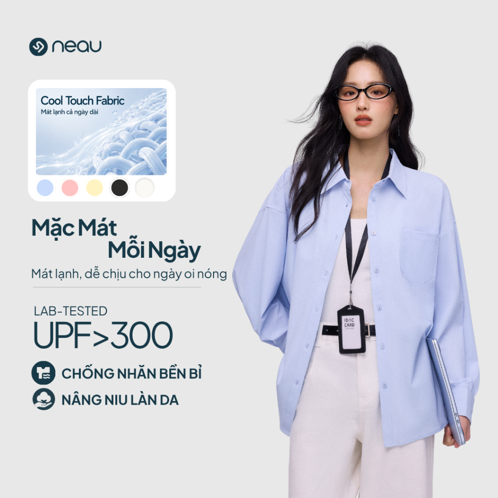 NEAU Redefine Áo Sơ Mi Cao Cấp Chống Nắng Chống Tia UV Mát Lạnh Chống Nhăn Giữ Phom Tay Form Rộng Đi Học Đi Làm RE101 | BigBuy360 - bigbuy360.vn